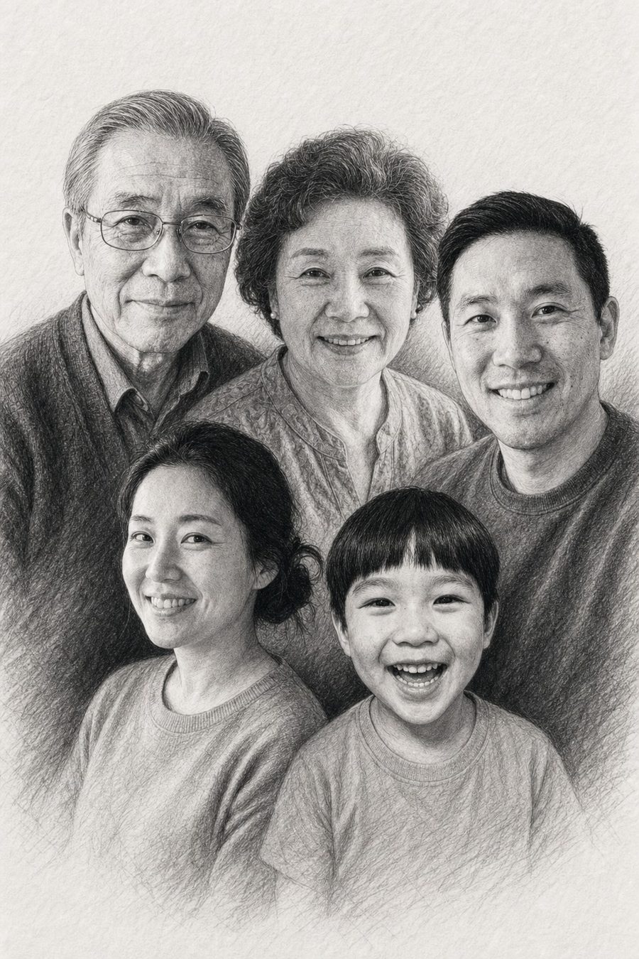Three generations — their finished portrait