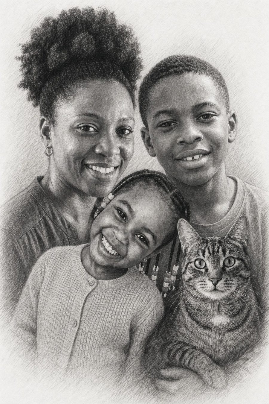 A family portrait made from separate photos — their finished portrait