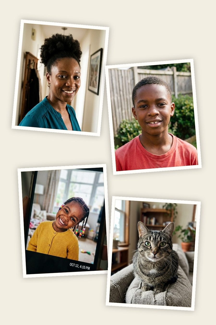 A family portrait made from separate photos — the photos they sent